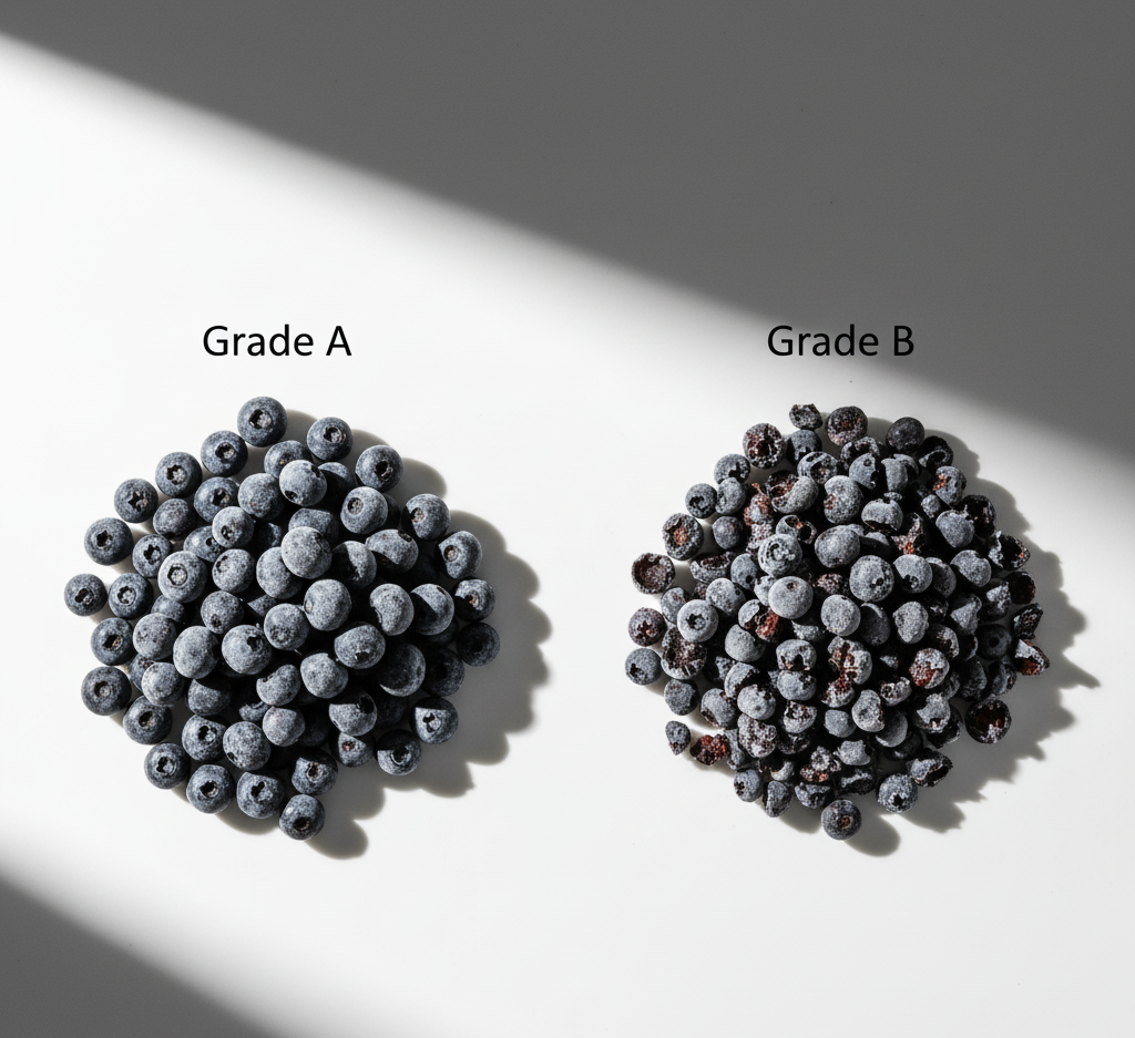 USDA Grade A vs Grade B IQF Berry Comparison
